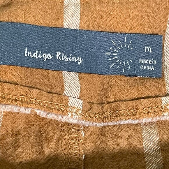 Indigo Rising Brown/Tan Striped Cotton/Linen Button Skirt with Pockets - M - Picture 2 of 4